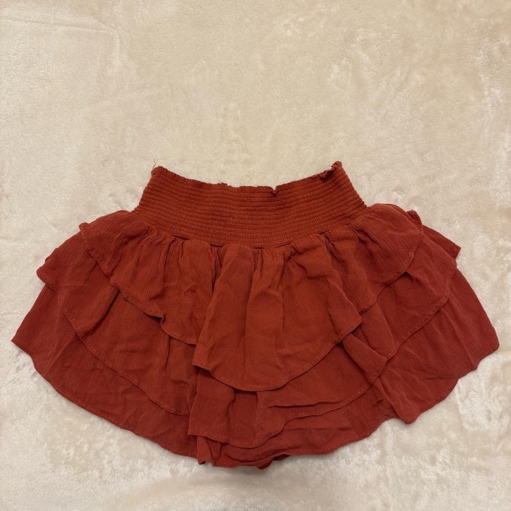 Sincerely Jules Rust Ruffled Mini Skirt Small - Picture 3 of 3